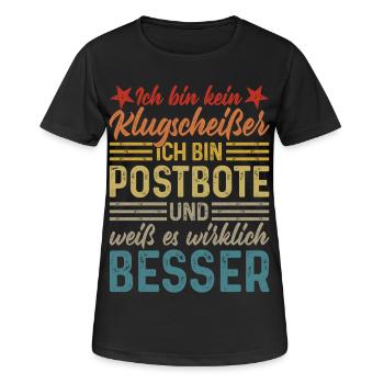 Postbote - Ich bin kein Klugscheißer - Frauen T-Shirt atmungsaktiv - Schwarz - Vorne - AI Model Female 172 light (172cm)