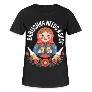 Babuschka mit Shots Motiv - Frauen T-Shirt atmungsaktiv - Schwarz - Vorne - AI Model Female 172 light (172cm)