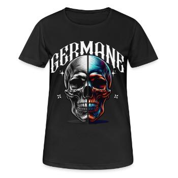Spalt Schädel Neon Kontrast Germane - Frauen T-Shirt atmungsaktiv - Schwarz - Vorne - AI Model Female 172 light (172cm)