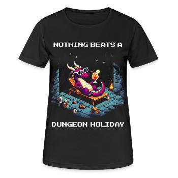 Rien ne vaut les vacances au donjon | RPG, Fantastique - T-shirt respirant Femme - noir - Devant - AI Model Female 172 light (172cm)