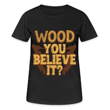 Elfenbein Specht Wood You Believe It? - Frauen T-Shirt atmungsaktiv - Schwarz - Vorne - AI Model Female 172 light (172cm)