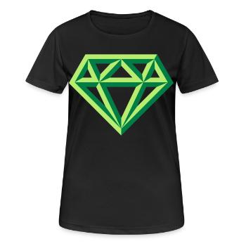 Diamant (Edelstein Brillant Symbol / Outl. Gre 2C) - Frauen T-Shirt atmungsaktiv - Schwarz - Vorne - AI Model Female 172 light (172cm)