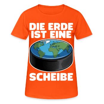 Eishockey Puck Scheibe Eishockeyteam - Frauen T-Shirt atmungsaktiv - Neonorange - Vorne - AI Model Female 172 dark (172cm)
