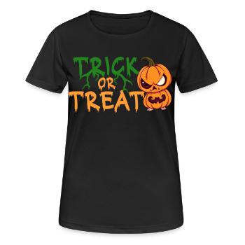Citrouille d’Halloween Trick or Treat - T-shirt respirant Femme - noir - Devant - AI Model Female 172 light (172cm)