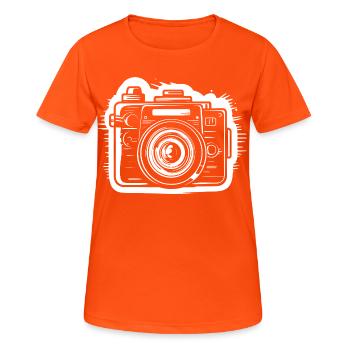 Croquis de caméra - T-shirt respirant Femme - orange néon - Devant - AI Model Female 172 dark (172cm)