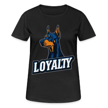 Doberman – Symbole de loyauté | LOYAUTÉ - T-shirt respirant Femme - noir - Devant - AI Model Female 172 light (172cm)