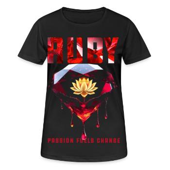 Geburtsstein Juli Rubin - Frauen T-Shirt atmungsaktiv - Schwarz - Vorne - AI Model Female 172 light (172cm)