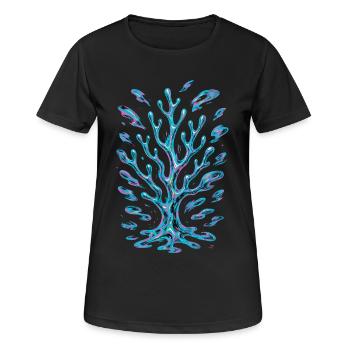 Corail abstrait AI - T-shirt respirant Femme - noir - Devant - AI Model Female 172 light (172cm)