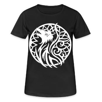 Loup viking blanc et talisman de chance - T-shirt respirant Femme - noir - Devant - AI Model Female 172 light (172cm)