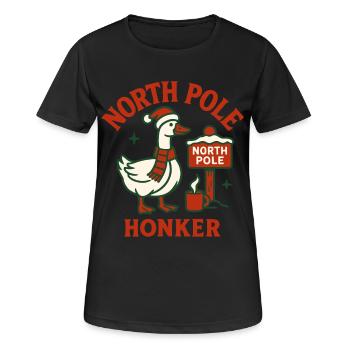 Drôle d’oie Noël Père Noël Pôle Nord Klaxon - T-shirt respirant Femme - noir - Devant - AI Model Female 172 light (172cm)