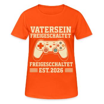 Bald Papa VATERSEIN FREIGESCHALTET EST 2026 LUSTIG - Frauen T-Shirt atmungsaktiv - Neonorange - Vorne - AI Model Female 172 dark (172cm)