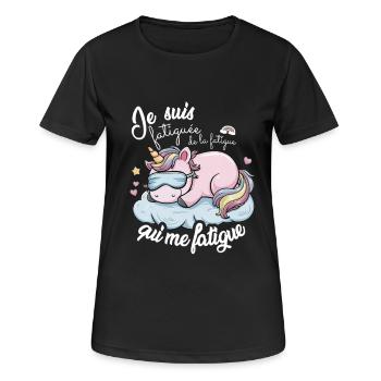 Humorvolle Burnout-Arbeit Müder Humor - Frauen T-Shirt atmungsaktiv - Schwarz - Vorne - AI Model Female 172 light (172cm)