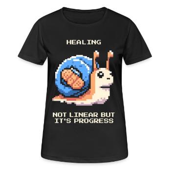 Heilung ist nicht linear | Fortschritt, Genesung - Frauen T-Shirt atmungsaktiv - Schwarz - Vorne - AI Model Female 172 light (172cm)