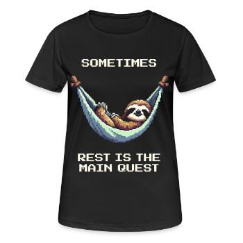 Manchmal ist Ausruhen die Hauptquest | Balance - Frauen T-Shirt atmungsaktiv - Schwarz - Vorne - AI Model Female 172 light (172cm)