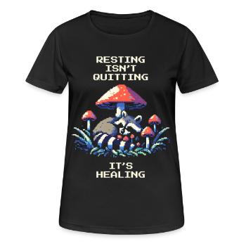 Ausruhen ist kein Aufgeben | Es heilt, Erholung - Frauen T-Shirt atmungsaktiv - Schwarz - Vorne - AI Model Female 172 light (172cm)