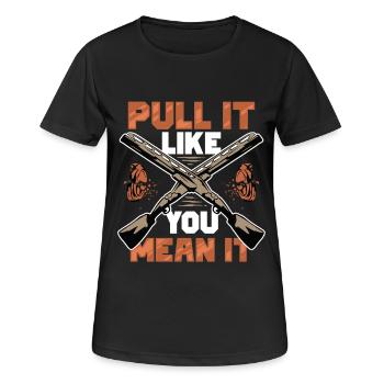 Clay pigeon shooting Target shooting - Women's Breathable T-Shirt - black - Front - AI Model Female 172 light (172cm)