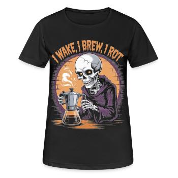 Sillage, Infuser, Pourrir Squelette Café Halloween Design - T-shirt respirant Femme - noir - Devant - AI Model Female 172 light (172cm)