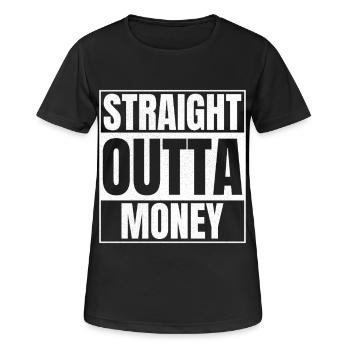STRAIGHT OUTTA Money - Frauen T-Shirt atmungsaktiv - Schwarz - Vorne - AI Model Female 172 light (172cm)