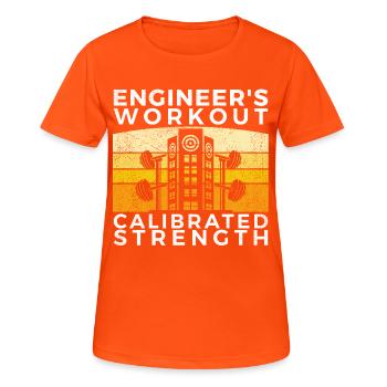 T-shirt Entraînement de l’ingénieur, force calibrée - T-shirt respirant Femme - orange néon - Devant - AI Model Female 172 dark (172cm)