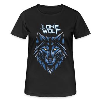 Logo de la géométrie de la glace Lone Wolf - T-shirt respirant Femme - noir - Devant - AI Model Female 172 light (172cm)