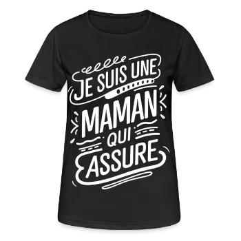 Je suis une Maman qui Assure - T-shirt respirant Femme - noir - Devant - AI Model Female 172 light (172cm)