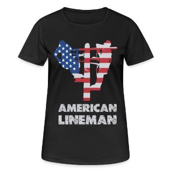 Silhouette du drapeau du monteur de lignes américain - T-shirt respirant Femme - noir - Devant - AI Model Female 172 light (172cm)