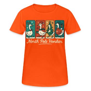 Gans Weihnachten Lustig Santa Nordpol Honker - Frauen T-Shirt atmungsaktiv - Neonorange - Vorne - AI Model Female 172 dark (172cm)
