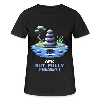 AFK, mais pleinement présent | Pleine conscience, Méditation - T-shirt respirant Femme - noir - Devant - AI Model Female 172 light (172cm)
