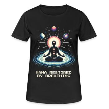 Mana renouvelé : Respirer | Respiration, Méditation - T-shirt respirant Femme - noir - Devant - AI Model Female 172 light (172cm)