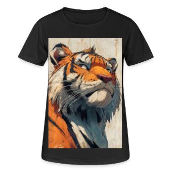 Illustration eines Tigers - Frauen T-Shirt atmungsaktiv - Schwarz - Vorne - AI Model Female 172 light (172cm)