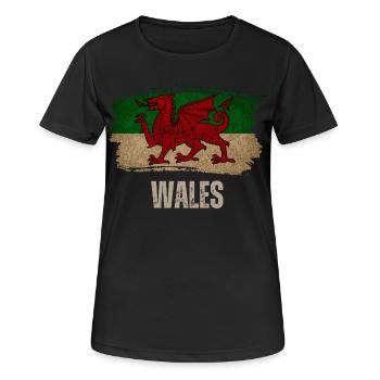 Flagge von Wales, walisischer Stolz - Frauen T-Shirt atmungsaktiv - Schwarz - Vorne - AI Model Female 172 light (172cm)