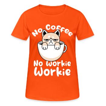 Katziges Kaffee Motiv - Frauen T-Shirt atmungsaktiv - Neonorange - Vorne - AI Model Female 172 dark (172cm)