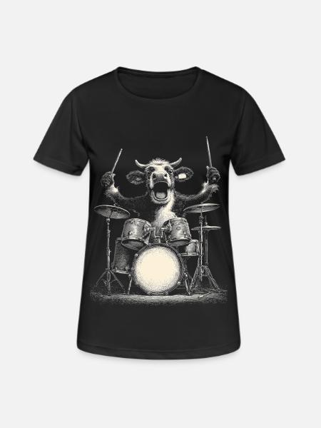 Vache alpine Tambours Tambour Montagnes Musique Drôle - T-shirt respirant Femme - noir