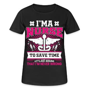 infirmier - T-shirt respirant Femme - noir - Devant - AI Model Female 172 light (172cm)
