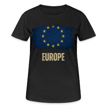 Drapeau grunge de l’Europe, j’aime l’Europe - T-shirt respirant Femme - noir - Devant - AI Model Female 172 light (172cm)