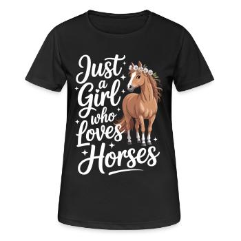 Chemise cheval mignonne pour filles et femmes - T-shirt respirant Femme - noir - Devant - AI Model Female 172 light (172cm)