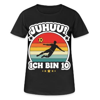 Yay J’ai 10 ans attaquant de football Dixième né - T-shirt respirant Femme - noir - Devant - AI Model Female 172 light (172cm)