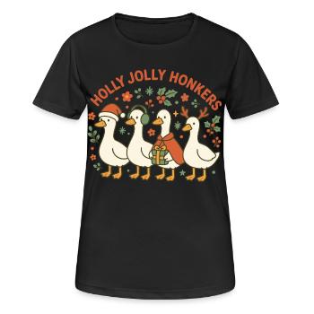 Weihnachtsgans Holly Jolly Honkers Fun Design - Frauen T-Shirt atmungsaktiv - Schwarz - Vorne - AI Model Female 172 light (172cm)