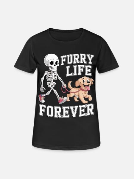 Scheletro con Cane - Regalo per gli Amanti degli Animali - Maglietta da donna traspirante - nero