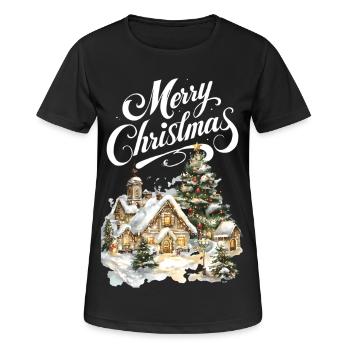 Winterdorf Weihnachtstraum Szene - Frauen T-Shirt atmungsaktiv - Schwarz - Vorne - AI Model Female 172 light (172cm)