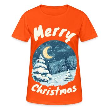 Merry Christmas Winter Forest Illustration - Women's Breathable T-Shirt - neon orange - Front - AI Model Female 172 dark (172cm)