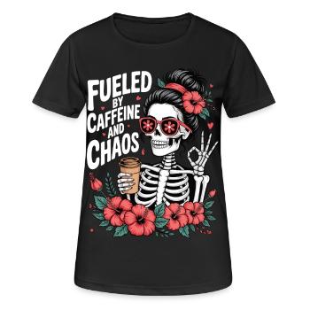 Mother Caffeine Mom Skeleton Coffee - Women's Breathable T-Shirt - black - Front - AI Model Female 172 light (172cm)