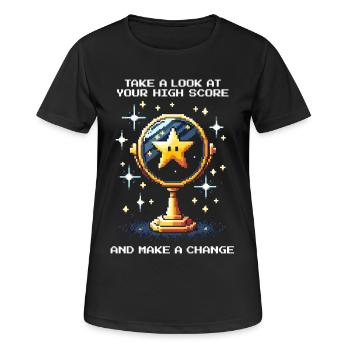 Look at the high score – change something | Arcade - Women's Breathable T-Shirt - black - Front - AI Model Female 172 light (172cm)