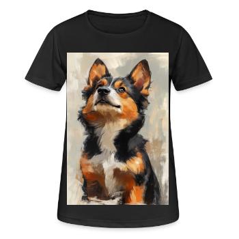 Illustration eines Hundes - Frauen T-Shirt atmungsaktiv - Schwarz - Vorne - AI Model Female 172 light (172cm)