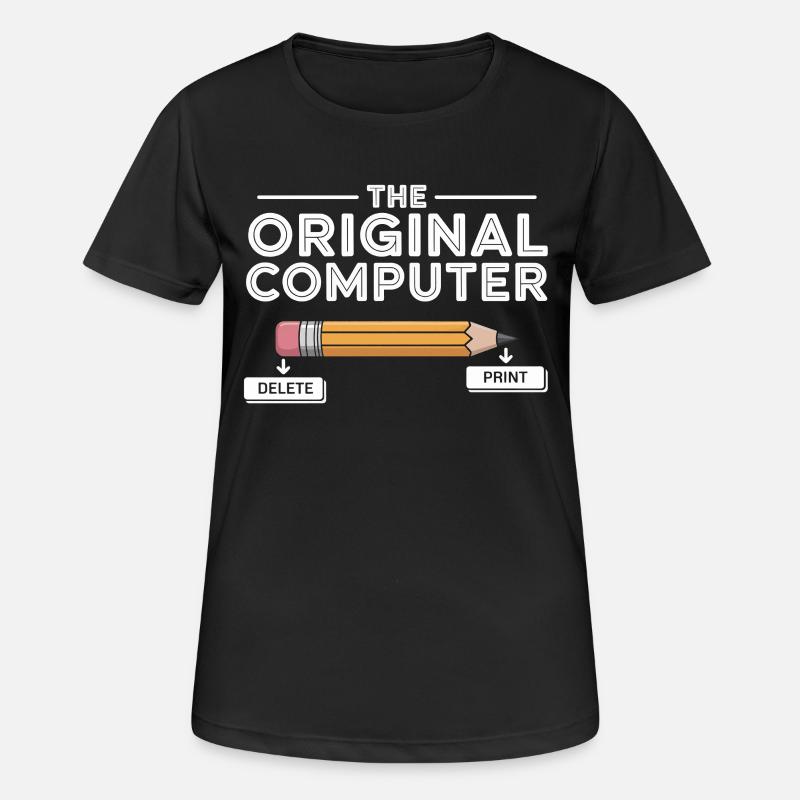 Der Original Computer – Bleistift Delete & Print - Frauen T-Shirt atmungsaktiv - Schwarz