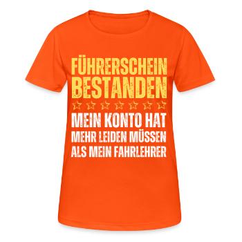 Permis de conduire réussi - T-shirt respirant Femme - orange néon - Devant - AI Model Female 172 dark (172cm)