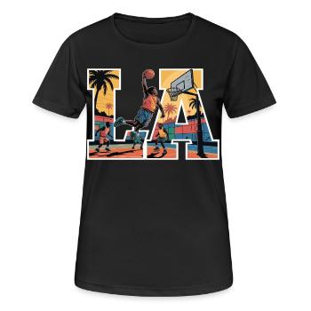 Streetball LA – Urban Basketball Design Sunset - Women's Breathable T-Shirt - black - Front - AI Model Female 172 light (172cm)