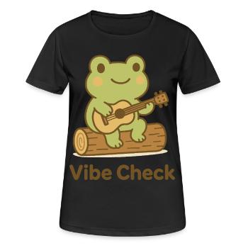 Frog on Log Acoustic Guitar - Women's Breathable T-Shirt - black - Front - AI Model Female 172 light (172cm)
