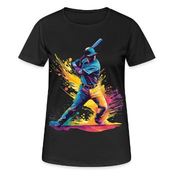 Baseball Spieler - Frauen T-Shirt atmungsaktiv - Schwarz - Vorne - AI Model Female 172 light (172cm)