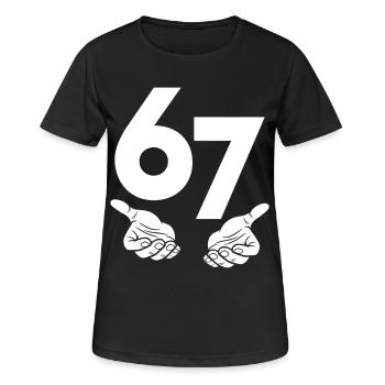 6 7 - Frauen T-Shirt atmungsaktiv - Schwarz - Vorne - AI Model Female 172 light (172cm)